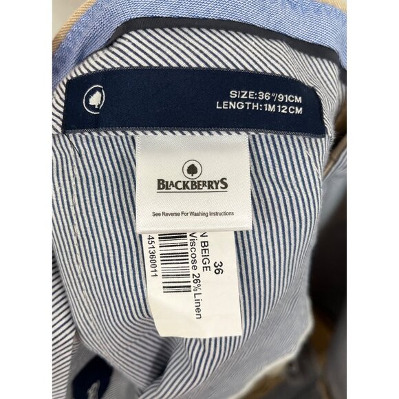 Blackberrys Mens linen blend office trouser pants Beige sz 36 - Picture 3 of 12